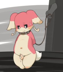 audino balls collar disembodied_hand femboy leash male male_only navel nintendo penis pokemon precum slightly_chubby small_penis solo video_games yatosuke