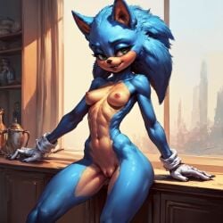 1girls ai_generated breasts cutesexyrobutts_(style) female female_focus female_only furry genderswap_(mtf) nude nude_female pussy sega sonic_the_hedgehog toned toned_female