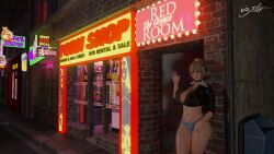 3d blonde_hair busty dead_or_alive dead_or_alive_xtreme_venus_vacation female female_focus hourglass_figure long_hair prostitution tagme tied_hair vizeta wide_hips yukino_(doa)