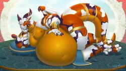 1boy anthro big_belly big_chest big_gut big_pecs dragon gold_jewelry huge_belly huge_gut jewelry male male_only musclegut nazuu-m0nster posing posing_for_the_viewer presenting presenting_belly scalie solo solo_male tail thick_thighs varuuk wide_hips