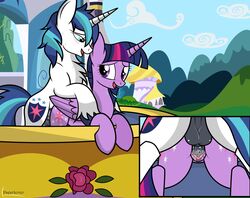 2016 absurd_res alicorn animal_genitalia animal_penis balcony balls blue_eyes blue_hair blush brother brother_and_sister clitoris cloud cutie_mark duo equine equine_penis erection feathers female feral flower friendship_is_magic fur hair hi_res horn horsecock house incest landscape male mammal multicolored_hair my_little_pony nature open_mouth outside paperlover penetration penis plant purple_eyes purple_feathers purple_hair pussy pussy_juice sex shining_armor_(mlp) sibling sister sky smile straight sweat tree twilight_sparkle_(mlp) two_tone_hair unicorn vaginal_penetration white_fur wings