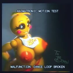 1:1 1girls 3d 3d_animation animated animatronic big_breasts bouncing_breasts chica_(fnaf) female_only five_nights_at_freddy&#039;s fnaf no_sound solo tagme toboredtoexist toy_chica_(fnaf) toy_chica_(love_taste) video