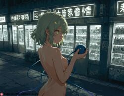 ai_generated ass breasts convenience_store green_eyes green_hair koishi_komeiji komeiji_koishi medium_breasts neon nude sensual touhou