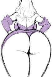 1girls ai_generated ass ass_focus cameltoe daphne_blake dress fat_ass from_behind huge_ass monochrome partially_colored scooby-doo sketch