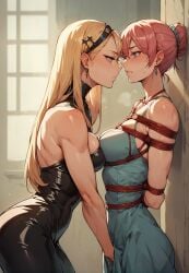 ai_generated big_breasts blush bondage breasts dominatrix knoedelai lesbian yuri