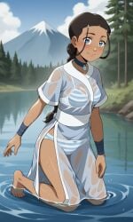 ai_generated ass avatar_legends avatar_the_last_airbender bare_legs barefeet barefoot bigmic145 bra braid braided_hair braided_ponytail breasts clothed clothed_female clothing feet katara nickelodeon panties robe see-through see-through_clothing soles solo solo_female toes wet wet_clothes wet_clothing