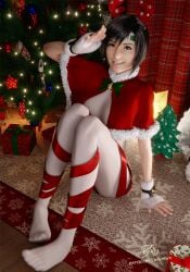 billyhhyb christmas christmas_outfit final_fantasy see-through smile white_legwear yuffie_kisaragi