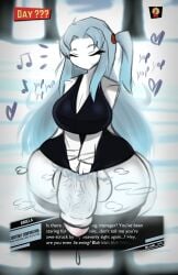 1futa angela_(lobotomy_corporation) backlighting blue_hair bottom_heavy bottomless closed_eyes clothed clothing dialogue english_text futa_only futanari heart huge_cock humanoid humanoid_penis ignored lab_coat lobotomy_corporation lumi_xiii mostly_clothed musk musk_clouds musky_cock no_mouth no_nose office penis penis_under_clothes penis_under_skirt ponytail project_moon scolding side_ponytail solo standing stockings text thick_thighs throbbing_penis veiny_penis white_skin yapping