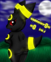 absurd_res anthro ass chibi eeveelution female fur furry_ears furry_tail glowing highres moon nintendo pokemon pokemon_(species) pokemorph pussy red_eyes sexybigears69 tail umbreon