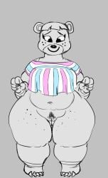 animal_crossing bear bottomless female freckles gnausea huge_thighs nintendo pubic_hair pussy thick_thighs ursala_(animal_crossing) video_games wide_hips