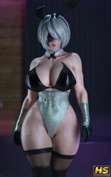 1girls 3d abs armpits armwear ass athletic athletic_female beauty_mark blindfold breasts busty child_bearing_hips cleavage clothing curvaceous curves curvy curvy_body curvy_female digital_media_(artwork) eye_patch female female_focus female_only fishnet_stockings fishnets fit fit_female hagiwara_studio hands_behind_head huge_ass huge_breasts legwear light-skinned_female light_skin looking_at_viewer nier nier:_automata pose posing posing_for_the_viewer seductive seductive_pose short_hair solo solo_female stretching thick thick_ass thick_thighs thighhighs titties video_game video_game_character video_game_franchise video_games voluptuous white_hair wide_hips yorha_2b