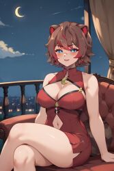 1girls ai_generated animal_ears balcony big_breasts blue_eyes blush breasts brown_hair indoors kemonomimi latam_virtual_youtuber looking_at_viewer multicolored_hair night raccoon_ears raccoon_girl rakkun red_hair short_hair solo_female tagme thighs tupadrev4 virtual_youtuber vtuber