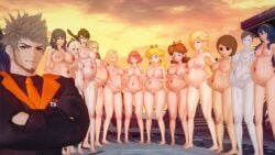 12girls 1boy 3d 3d_(artwork) 6+girls areolae bayonetta bayonetta_(character) bayonetta_2 breasts byleth_(fire_emblem) byleth_(fire_emblem)_(female) clothed_male company_connection corrin_(fire_emblem) corrin_(fire_emblem)_(female) crack_pairing crossover crown fire_emblem fire_emblem:_three_houses fire_emblem_awakening fire_emblem_fates group_nudity group_picture group_pregnancy harem harem_girls height_difference kaoskatsu koikatsu lactation large_belly large_breasts leaking_milk light-skinned_female light-skinned_male lined_up long_hair lucina_(fire_emblem) mario_(series) metroid mii mii_gunner multicolored_hair multiple_girls multiple_pregnancies muscular_male mythra nintendo nude_female outdoors pregnant pregnant_belly pregnant_female princess_daisy princess_peach princess_rosalina proud pyra rex_(xenoblade) short_hair smiling suit super_mario_galaxy super_smash_bros. tie wii_fit wii_fit_trainer wii_fit_trainer_(female) xenoblade_(series) xenoblade_chronicles_2 xenoblade_chronicles_3:_future_redeemed zero_suit_samus