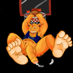 alien balls basketball bottomless clothed clothing foot_focus front_view grin half-erect hi_res humanoid_penis jersey looney_tunes male male_only monstar_(space_jam) penis pound_(space_jam) precum seamaster slam_dunk solo space_jam swinging_penis vein warner_brothers