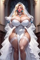 1girls ai_generated ass big_ass big_breasts bimbo blonde_hair breasts breasts curvy_female curvy_figure gigantic_ass gigantic_breasts hi_res huge_breasts light-skinned_female looking_at_viewer married_woman pale-skinned_female solo solo_female wedding_dress