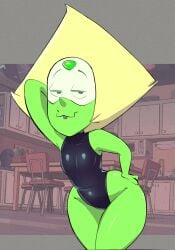 1girls alternate_version_available cartoon_network gem_(species) glasses green_eyes green_skin humanoid looking_at_viewer peridot_(steven_universe) pokachu_(artist) shortstack steven_universe warner_bros warner_brothers yellow_hair