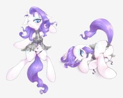 2016 absurd_res blue_eyes clothing cutie_mark equine eyeshadow female friendship_is_magic hair half-closed_eyes hi_res hooves horn long_hair looking_at_viewer makeup mammal mlpanon my_little_pony panties purple_hair pussy rarity_(mlp) see-through simple_background solo straight_hair underwear unicorn