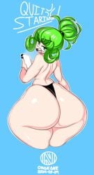 1girls annoyed green_hair huge_ass light-skinned_female light_skin onaeane one-punch_man open_mouth tatsumaki