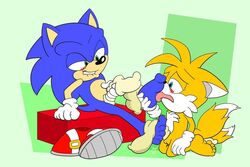 canine clothing didi_(artist) duo erection feet foot_fetish foot_lick foot_worship footjob footwear fox fur furry_tail hedgehog hindpaw legwear licking male mammal masturbation multiple_tails musk paws shoes smell smelly_feet sneakers sniffing socks sonic_(series) sonic_the_hedgehog tail tails toes tongue tongue_out video_games yaoi