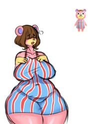 animal_crossing bear big_breasts binca breasts chubby female freckles nintendo thick_thighs ursala_(animal_crossing) video_games wide_hips