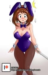 1girls big_ass big_breasts big_butt bimbo bowtie brown_eyes brown_hair bunny_ears bunnysuit busty cleavage curvy huge_breasts jpeg large_breasts looking_at_viewer lucyfercomic my_hero_academia ochako_uraraka solo solo_female surprised teenager voluptuous