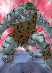 1boy anthro anthro_only balls bomb_(artist) bulge byakko_(yu_yu_hakusho) clothing erection erection_under_clothes feline male male_only mammal no_humans solo tenting tiger yu_yu_hakusho