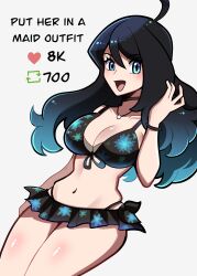 1girls bikini bikini_bottom bikini_top blue_eyes cleavage hikaru_(touyarokii) large_breasts light-skinned_female like_and_retweet like_icon multicolored_hair original_character retweet_challenge retweet_icon slim_waist solo_female solo_focus thick_thighs touyarokii twitter_user_oc