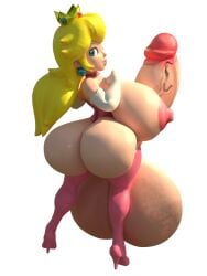 1futa 3d alternate_version_available ass ass_focus autopaizuri big_breasts big_nipples big_penis blonde_hair blue_eyes breasts futanari gigantic_balls hyper large_breasts large_penis long_hair mario_(series) nipples no_bra no_panties nude penis princess_peach shocking_(artist) solo thighhighs thighs white_background