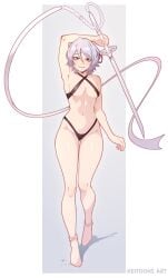 1girls bleach female female_only keitoonsart kuchiki_rukia micro_bikini petite solo white_hair