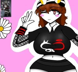 1girls artist_request big_breasts black_clothing breasts brown_hair clothed reference_image roblox roblox_avatar robloxian source_request tagme white_skin