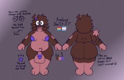 amber_(felineflustered) anthro arm_hair ass balls belly belly_tuft big_balls big_butt body_hair breasts cellulite demon domestic_cat eyewear felid feline felineflustered felis front_view genitals glasses gynomorph huge_butt intersex lgbt_pride mammal model_sheet nude pansexual_pride_colors pawpads penis pride_colors rear_view solo text thick_thighs trans_woman transfem transgender_pride_colors tuft whiskers