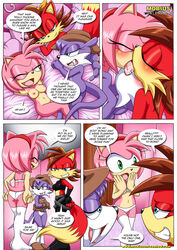 3girls after_sex amy_rose ass bbmbbf bed breasts comic cunnilingus female fiona_fox french_kiss group group_kissing group_sex hi_res kissing lying mobius_unleashed multiple_girls nicolette_the_weasel nude on_back oral palcomix penetration sex sonic_(series) sonic_the_hedgehog_(archie) sonic_the_hedgehog_(comics) sonic_the_hedgehog_(series) text threesome tongue tongue_out triple_kiss vaginal_penetration yuri