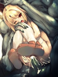 blonde_hair censored color cum cum_in_pussy female hitomaru human interspecies male monster mosaic_censoring nil-eve nude open_mouth original penetration penis rape red_eyes sex shoes short_hair solo_focus stockings straight vaginal_penetration white_stockings