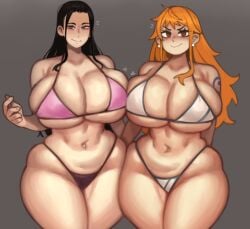 2girls ass big_ass big_breasts big_butt big_hips big_thighs bikini black_hair blue_eyes breasts female female_only gigantic_ass gigantic_boobs gigantic_breasts gigantic_butt gigantic_thighs gigantic_tits hips huge_ass huge_boobs huge_breasts huge_butt huge_hips huge_thighs kelvin_hiu long_hair massive_ass massive_boobs massive_breasts massive_butt massive_hips massive_thighs massive_tits nami_(one_piece) nico_robin one_piece orange_eyes orange_hair thick_thighs thighs voluptuous voluptuous_body voluptuous_female wide_hips wide_thighs