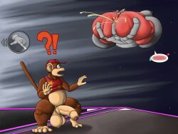 absurd_res anthro balls belly big_balls big_penis blush crazy_hand diddy_kong donkey_kong_(series) duo felid foreskin generation_7_pokemon genitals haplorhine hi_res huge_balls huge_cock hyper hyper_balls hyper_genitalia hyper_penis incineroar male male/male mammal master_hand monkey moobs nintendo nipples nude obese overweight pantherine penis pokemon pokemon_(species) primate stuffing super_smash_bros. tiger vein wolfgerlion64