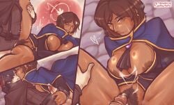 1boy 1girls 3koma alternate_version areola_slip areolae background big_breasts bitepilled blue_cloak blue_clothes boob_window bottomless bottomless_female breasts brooch brown_clothing brown_hair brown_skin cloak clothed clothed_sex clothing colored colored_background cum cum_in_pussy cum_inside cum_on_breasts cum_string cumstring dark-skinned_female dark_nipples dark_skin earrings exposed_breasts female female_pubic_hair grabbing_hair grabbing_penis hairy_pussy handjob holding_penis huge_breasts impregnation kinktober kinktober_2025 kissing limbus_company male monochrome nipple_peek nipple_slip nipples olive_skin open_mouth orange_eyes outis_(limbus_company) ovum pale-skinned_male pale_skin penetration penis penis_in_pussy project_moon pubes pubic_hair pussy saliva_trail scar scar_on_face scars scars_on_thighs sex shiny_breasts shiny_skin short_hair short_hair_female sperm_cell spread_legs thick_pubes vaginal_penetration watch wristwatch x-ray yi_sang_(limbus_company)
