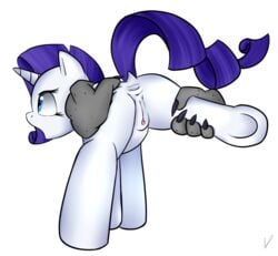 2016 alpha_channel anus blue_eyes canine canine claws diamond_dog_(mlp) disembodied_hand duo equine female feral friendship_is_magic fur hair horn mammal my_little_pony neighday open_mouth purple_hair pussy rarity_(mlp) simple_background transparent_background unicorn white_fur