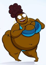 bertha bertha_(confused.com) big_breasts bikini breasts brown_hair chubby chubby_female cleavage clothing confused.com dancing dark-skinned_female earrings ebony ebony_female fat fat_female female looking_at_another obese overweight sooper_stuff tagme