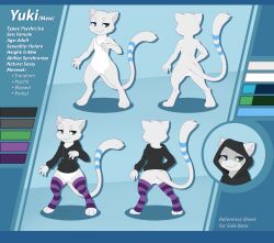 2025 3_toes 4_claws 4_fingers anthro anus ass biped black_clothing black_hoodie black_topwear blue_body blue_eyes blue_fur blue_markings blue_stripes blue_tail bottomless bottomless_anthro bottomless_female chest_tuft claws clothed clothed_female clothing darkmirage digital_media_(artwork) digitigrade english_text eyelashes fan_character featureless_chest feet felid feline female finger_claws fingers footwear front_view fur fur_markings generation_1_pokemon genitals green_eyes heterochromia hi_res hood hood_up hoodie inner_ear_fluff legendary_pokemon legwear looking_at_viewer mammal markings mew_(pokemon) model_sheet mouth_closed multicolored_body multicolored_fur multicolored_tail nintendo nude nude_anthro nude_female pattern_clothing pattern_footwear pattern_legwear pattern_socks pokemon pokemon_(species) purple_clothing purple_footwear purple_legwear purple_socks pussy rear_view semi-anthro smile smiling_at_viewer socks solo standing striped_body striped_clothing striped_footwear striped_fur striped_legwear striped_markings striped_socks stripes tail tail_markings text toes topwear tuft vulva white_body white_claws white_ears white_fur white_inner_ear white_inner_ear_fluff white_tail yuki_(side_b)