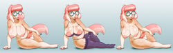 1futa 2016 anthro areola balls big_breasts bra breasts bubble bubble_gum bulge canine clothing color colored_nails cum cum_on_breasts daxzor dickgirl eyewear futanari glasses hair hi_res intersex legwear lingerie long_hair looking_at_viewer mammal nipples penis pink_hair purple_eyes slightly_chubby solo solo_futa tail thigh_highs underwear