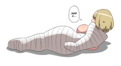 1girls abandoned abandonment_play armbinder arms_behind_back bandage bandages bondage bound bound_arms breasts breasts_out exposed exposed_breasts female female_only femsub gag gagged gagged_female gagged_speech imbsengirl mummification mummification_(bound) mummified mummy mummy_wrappings original original_character restrained restrained_arms restraints tape text