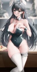 big_boobs big_breasts big_tits boobs breasts bsmage bunny bunny_costume bunny_ears bunny_girl bunnysuit hair_between_eyes hourglass_figure legwear lin_(tower_of_fantasy) long_hair long_hair_female necktie thick_thighs thighhighs thighs tits tower_of_fantasy