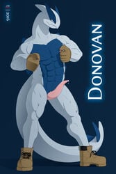 4k abs absurd_res animal_genitalia animal_penis anthro anthrofied biceps blue_background boots cetacean_penis clothing donovan_(tjdolphin) erection fan_character footwear genital_slit gloves hi_res legendary_pokemon looking_at_viewer lugia manly muscular nintendo nipple_pinch nipples nude pecs penis pokemon pokemon_(species) precum simple_background slit standing tapering_penis tjdolphin video_games