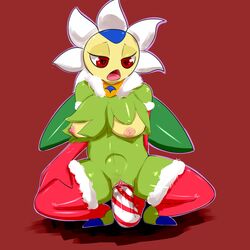 big_breasts breasts bud_tits candy candy_cane candy_cane_insertion christmas clothing digimon dildo female flower food gloves hi_res holidays jewelry legwear necklace plant saurian_(artist) sex_toy short shortstack solo stockings sunflowmon voluptuous