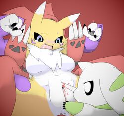 big_breasts blood blue_eyes breasts caught circumcision clitoris digimon female forced genital_mutilation gore group guilmon mother parent pussy renamon scalie scalpel tears terriermon uniqueue