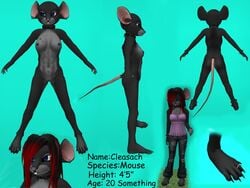 3d cleasach cleasach_mcmouse clothing collar ear_piercing female furry mammal model_sheet mouse nude piercing pussy rodent second_life solo