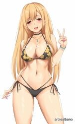 1girls 2d 2d_(artwork) 2d_artwork arciealbano ass_visible_through_thighs bare_arms bare_belly bare_chest bare_hands bare_hips bare_legs bare_midriff bare_navel bare_shoulders bare_skin bare_thighs belly belly_button big_breasts bikini bikini_bottom bikini_only bikini_top black_bikini black_bikini_bottom black_bikini_top black_choker black_string_bikini black_swimsuit black_swimwear blonde-haired_female blonde_female blonde_hair blonde_hair_female blush blush_face blushing_at_viewer blushing_female blushing_lines bracelet breasts busty busty_female busty_teenager choker collarbone curvaceous curvaceous_body curvaceous_female curvaceous_figure curvaceous_hips curvaceous_teenager curvaceous_thighs curvy curvy_body curvy_female curvy_figure curvy_hips curvy_thighs digital digital_art digital_drawing digital_drawing_(artwork) digital_media digital_media_(artwork) ear_piercing ear_piercings earrings elbows exposed_arms exposed_belly exposed_chest exposed_hips exposed_legs exposed_midriff exposed_navel exposed_shoulders exposed_skin exposed_thighs eyebrows_visible_through_hair female female_focus female_only fingernails fingers groin gyaru halterneck head_tilt high_resolution high_school_student highres hourglass_figure inguinal_crease inguinal_ligament kitagawa_marin large_boobs large_breasts lean_figure linea_alba long_hair looking_at_viewer midriff nail_polish nails narrow_waist navel open_mouth open_mouth_smile parted_lips pierced_ear pierced_ears pink_fingernails pink_nail_polish pink_nails plump_breasts red-eyed_female red_eyes schoolgirl shiny_breasts shiny_hair shiny_legs shiny_shoulders shiny_skin shiny_thighs shoulders side-tie_bikini simple_background slender_body slender_waist slim_waist smile smiley_face smiling smiling_at_viewer solo sono_bisque_doll_wa_koi_wo_suru standing stomach string_bikini swimsuit swimwear teen_girl teenage_girl teenager thick_thighs thigh_gap thighs tilted_head tongue upper_body upper_teeth white_background wide_hips young_female young_woman