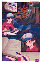 alicorn anthro anthrofied baseball_cap blush book breasts brown_hair clothed clothing comic dipper_pines disney disney_channel english_text equine female forest friendship_is_magic gravity_falls hair hat headgear hi_res horn human long_hair mabel_pines male mammal multicolored_hair my_little_pony nude outside photo pinkie_pie_(mlp) shadowfenrirart solo_focus straight_hair text tree twilight_sparkle_(mlp) twins water wings