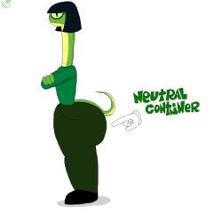 1girls 2025 4_fingers amateur_artist arms_crossed ass bald bald_female big_ass black_eyes clothed clothed_female comedy crossed_arms cute dark_blue_wig evil_container female flat_chest flat_chested flat_n_thick funny green_body green_scales green_sclera humor js_paint looking_at_viewer meme mr._y0-y0! ms_paint nuwa_(mr._y0-y0) original original_character reptile reptile_humanoid scalie scalie_humanoid self_upload side_view slit_pupils snake snake_girl tagme wig