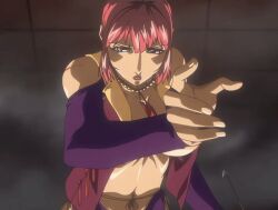 00s 1girls 2007 animated anime_screenshot arrow_(projectile) arrows bare_shoulders bead_necklace beads bible_black bible_black_new_testament breasts closed_eyes detached_sleeves energy female jewelry large_breasts lipstick long_sleeves makeup mature_female monk necklace nipples nun open_clothes purple_eyes red_hair religious revealing_clothes scar shin_bible_black short_hair tagme takashiro_hiroko tight_clothes wind